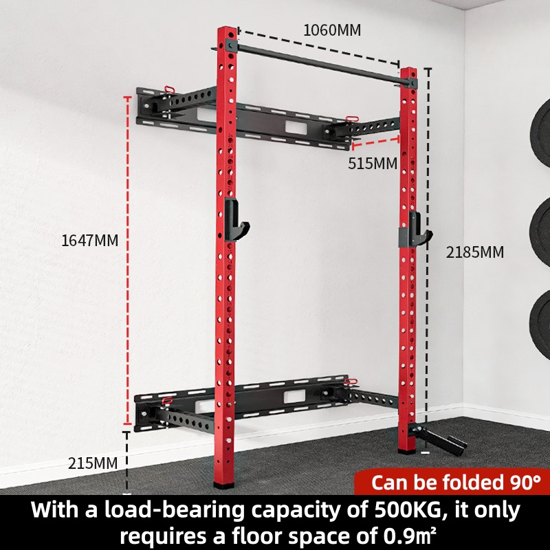 Home Gym Half Rack - Suporte de Força Ajustável Dobrável de