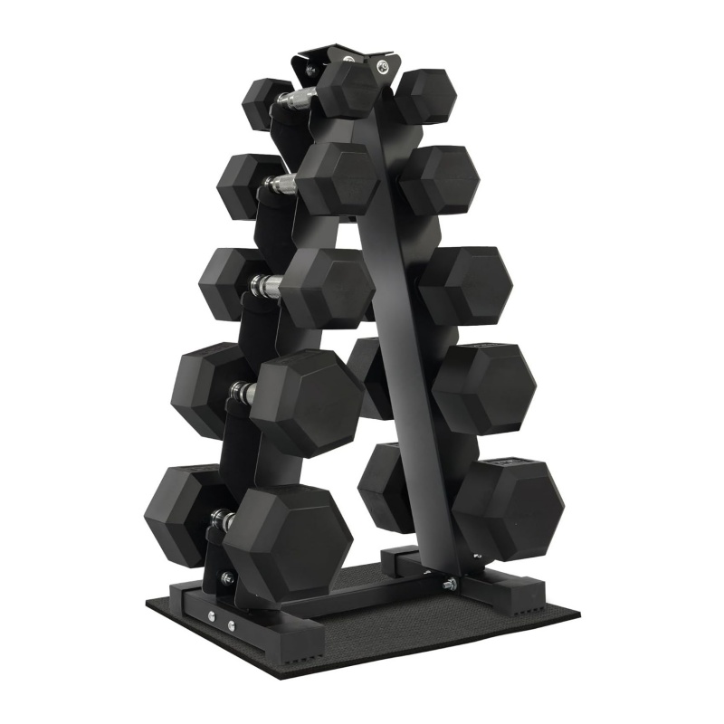 Home Gym Dumbbell Set - Conjunto de Halteres Hexagonais com Revestimento