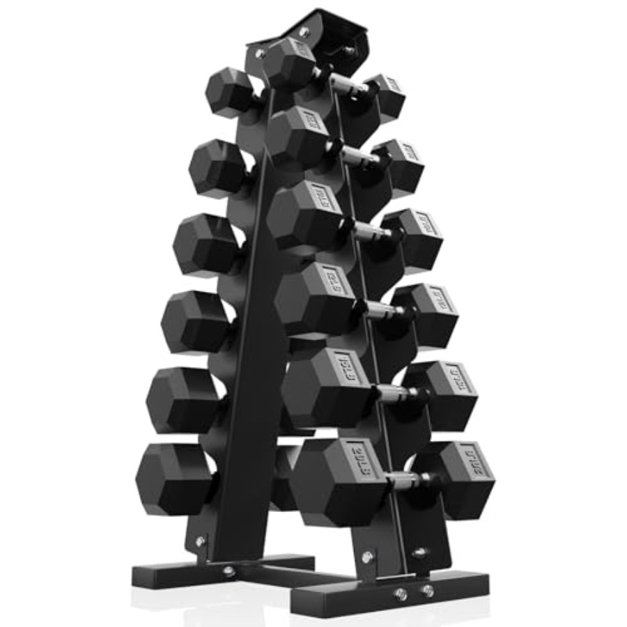 Hex Dumbbell Set - Conjunto de Halteres Hexagonais Emborrachados de