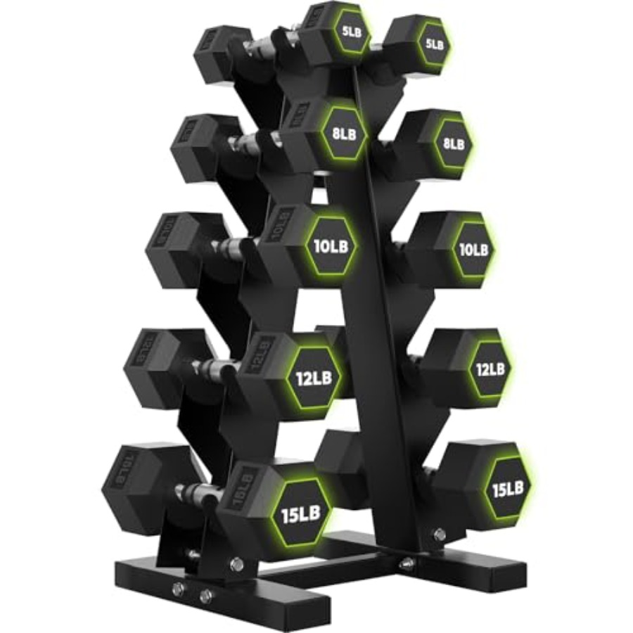 Hex Dumbbell Set - Conjunto de Halteres Hexagonais com Revestimento