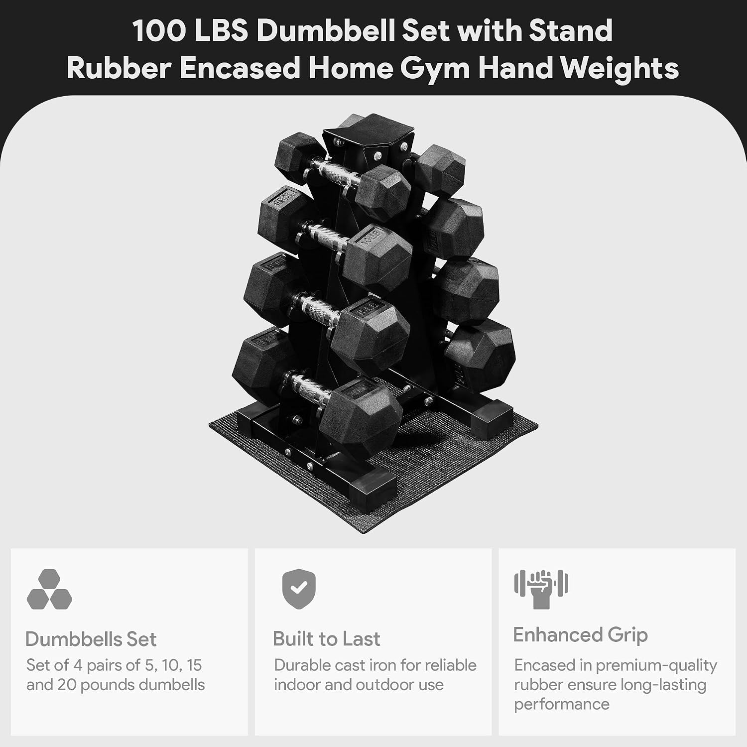 Hex Dumbbell Set - Conjunto de Halteres Hexagonais Revestidos de