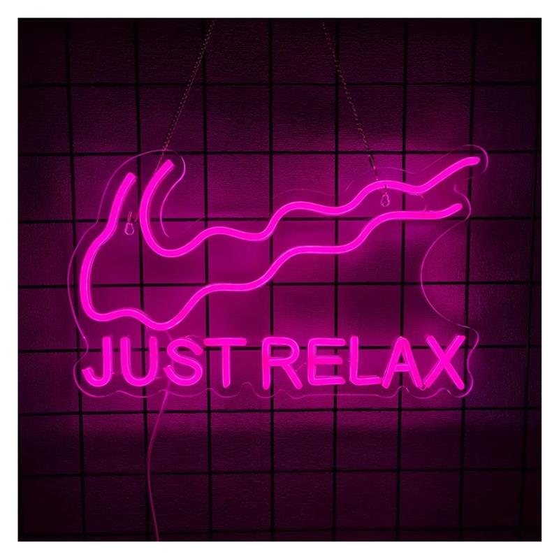 Home Gym Yoga Room - Letreiro Neon Just Relax para Yoga,
